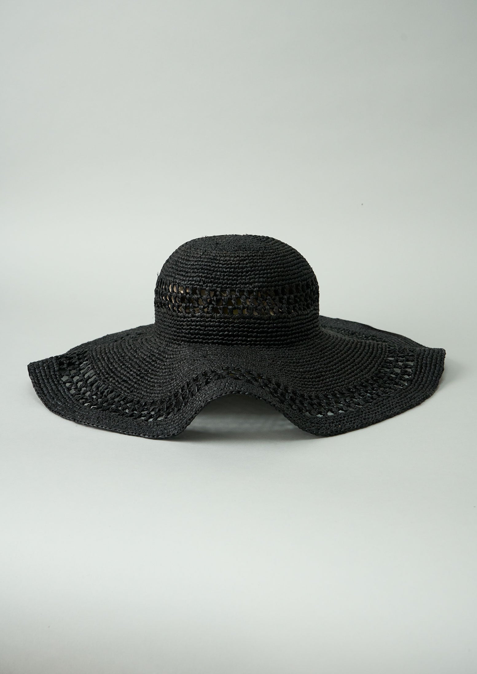 Reworn Raffia Hat (021) | Black