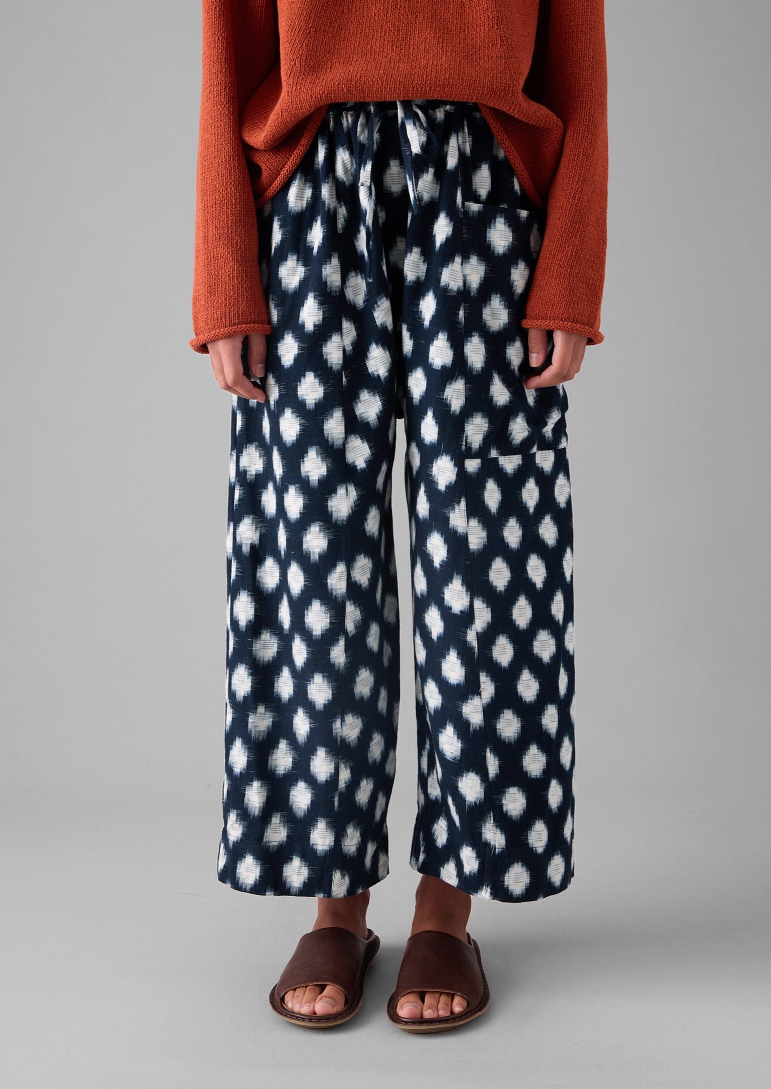Crosshatch Ikat Pull On Pants | Indigo Blue
