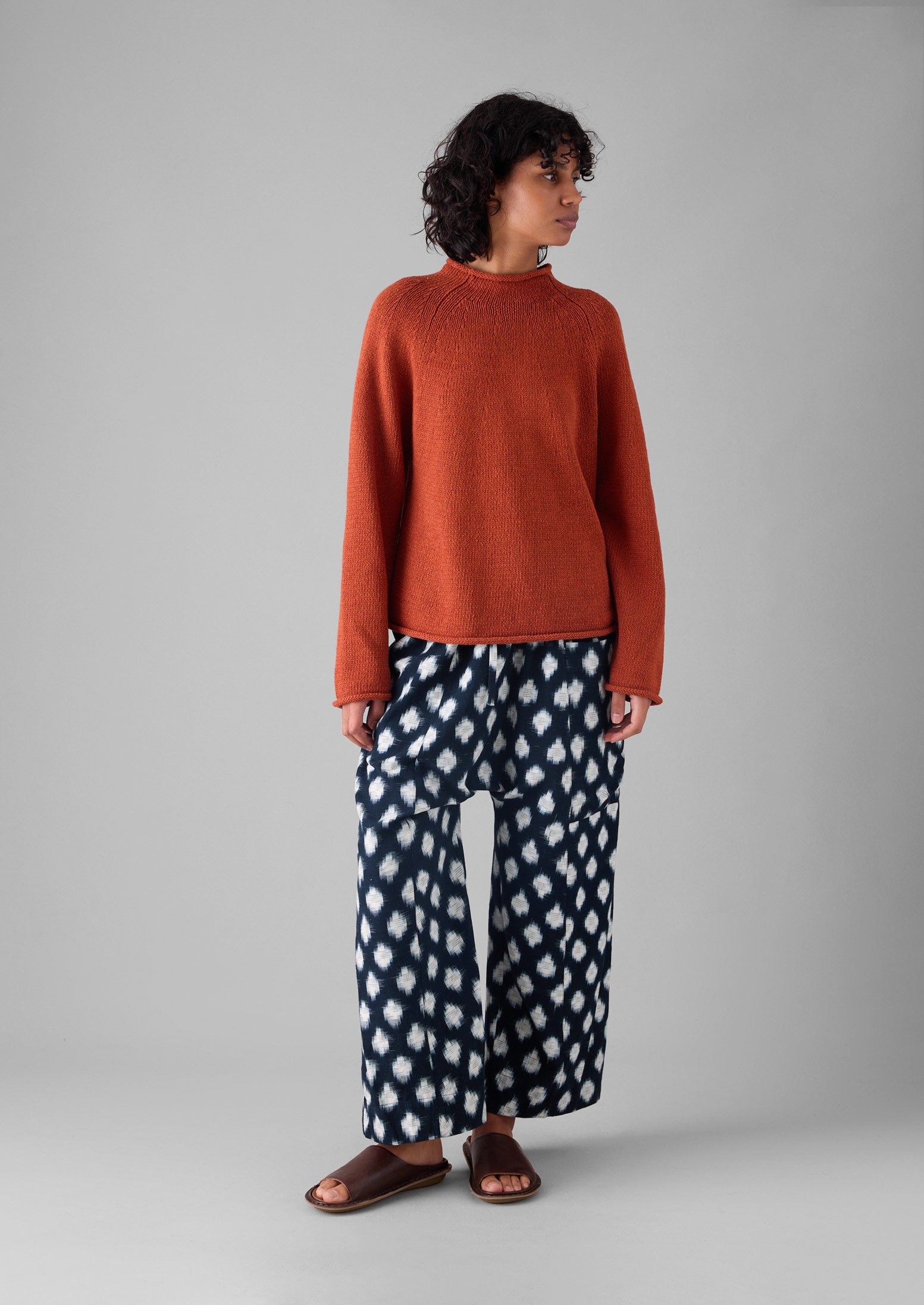 Crosshatch Ikat Pull On Pants | Indigo Blue