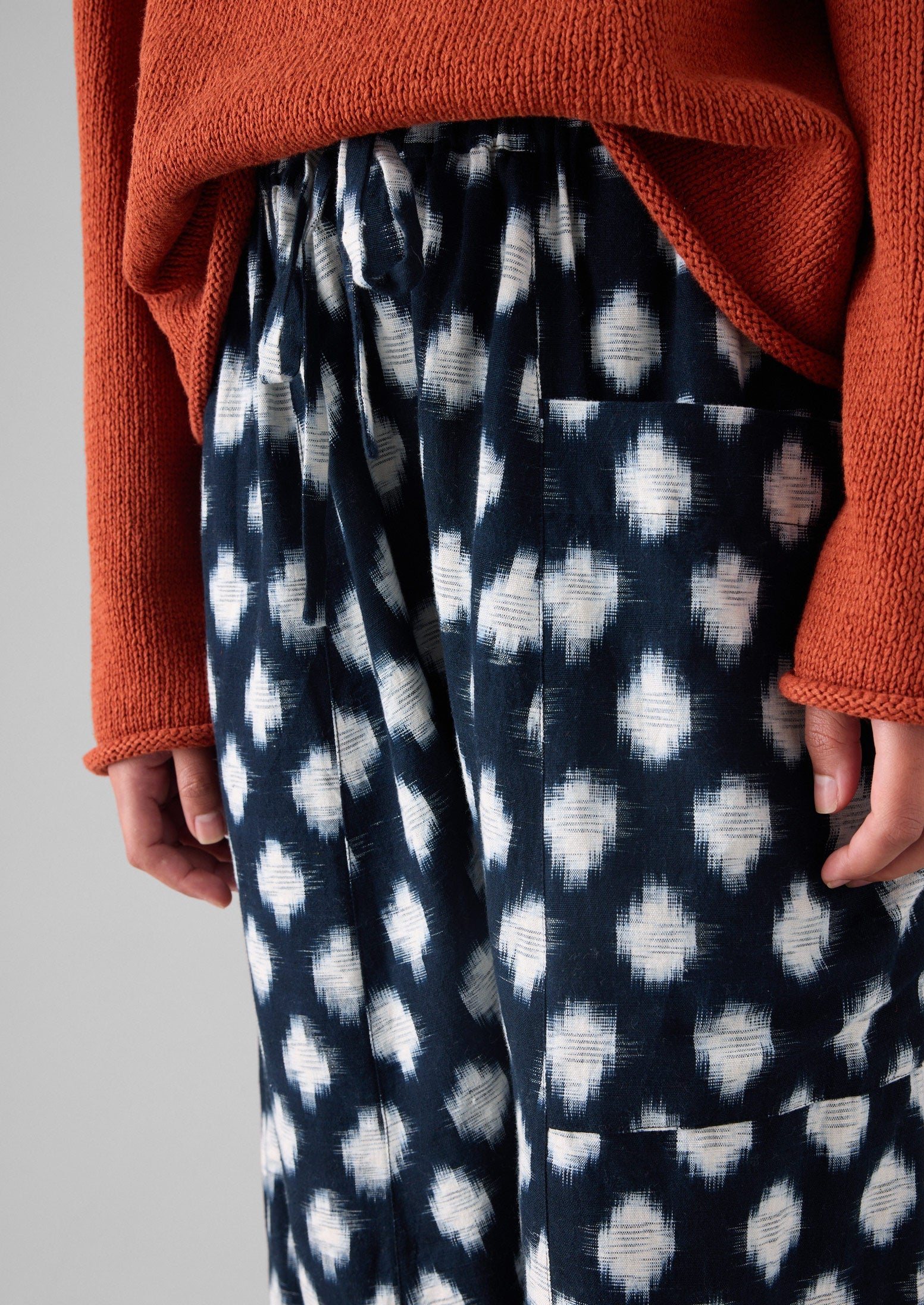 Crosshatch Ikat Pull On Pants | Indigo Blue