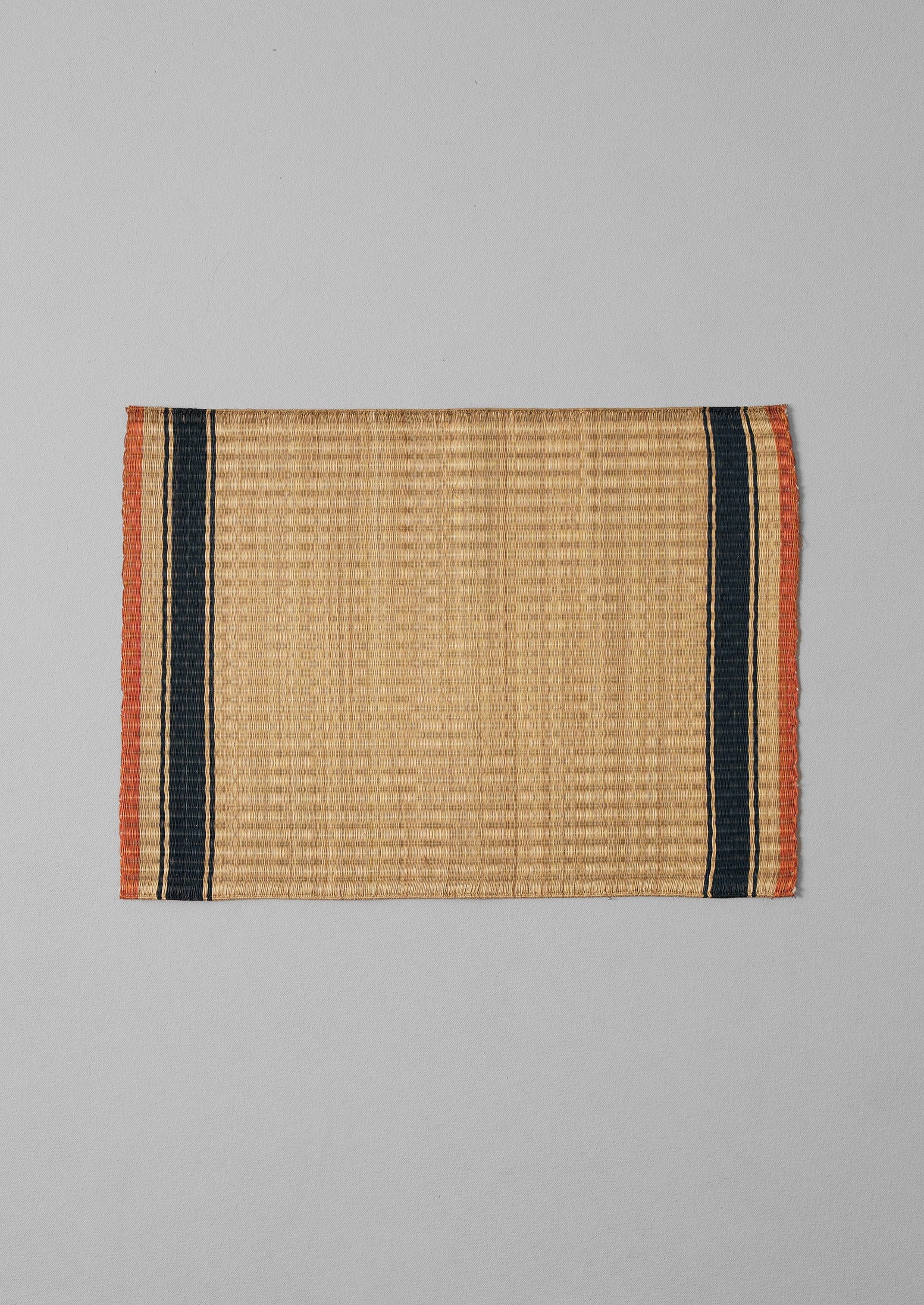 Border Stripe Madur Grass Placemat | Natural/Indigo